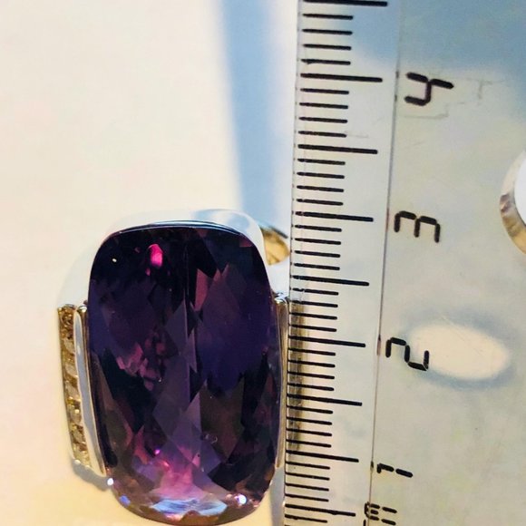 David Yurman Deco Amethyst & Diamond Sterling Sil - Picture 4 of 10